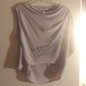 BCBGMAXAZRIA tan top with metallic appliqu